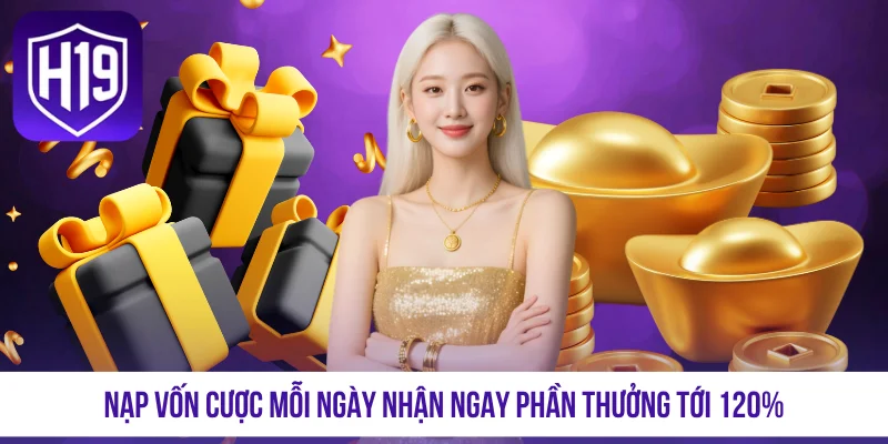 Nạp vốn cược mỗi ngày nhận ngay phần thưởng tới 120%